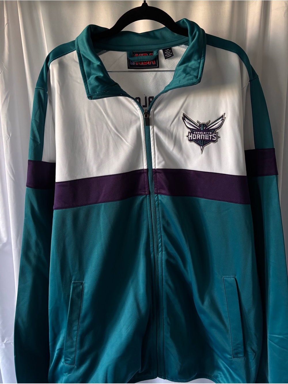 NBA Charlotte Hornets Teal, White & Purple Full-Zip Windbreaker
